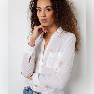 RAILS Charli Palm Trees Linen Blend Shirt Size Small
